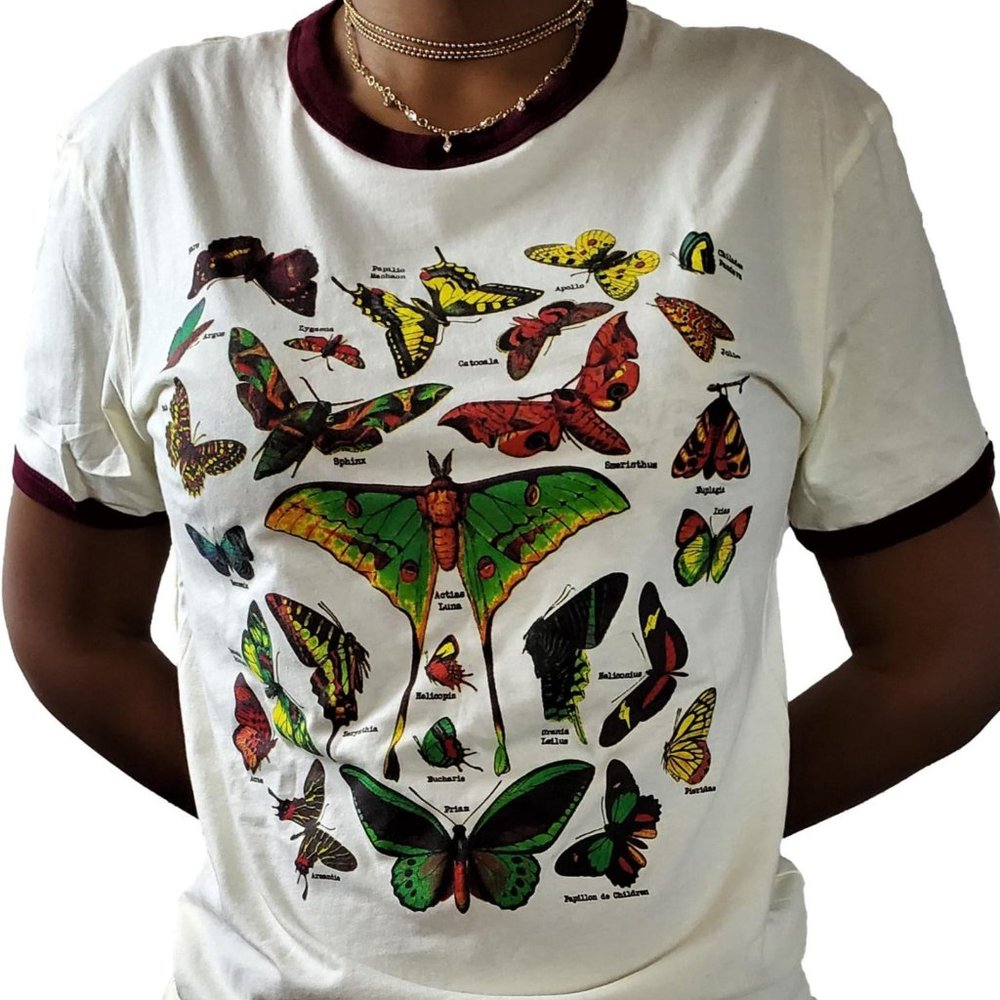 NWOT Butterfly Lover Ringer Tee